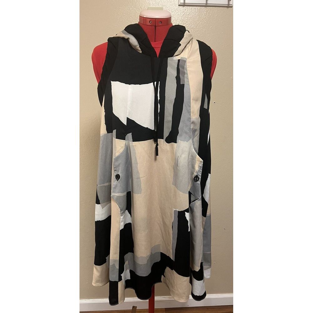 Anthropologie Twinkle by Wenlan Graphic Print Hoodie Dress Mini Sz 2 Sleeveless